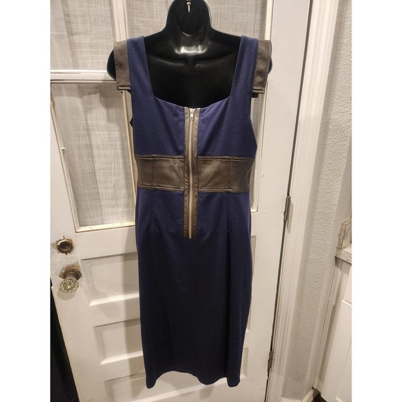 Maggy London Navy Blue‎ and Brown Dress - Picture 3 of 4